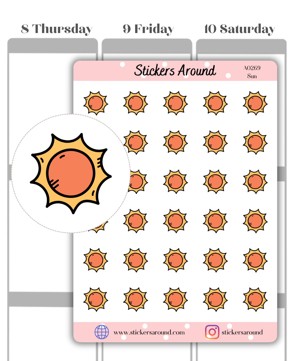 Sun Icon Planner Stickers