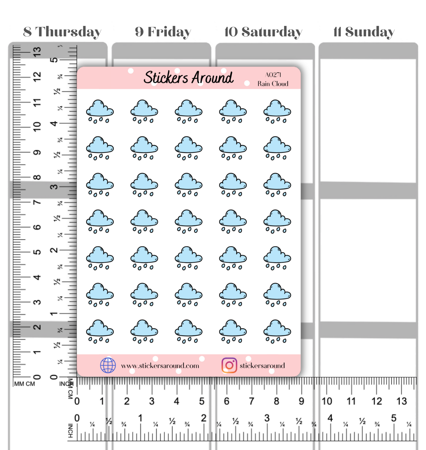 Rain Cloud Icon Planner Stickers