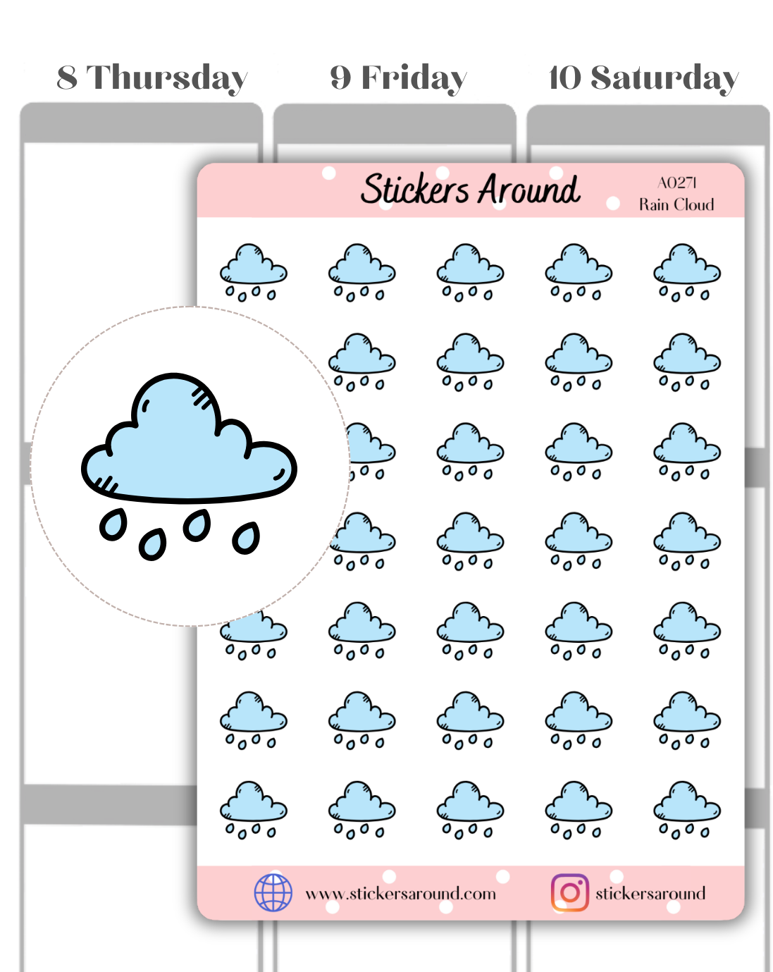 Rain Cloud Icon Planner Stickers