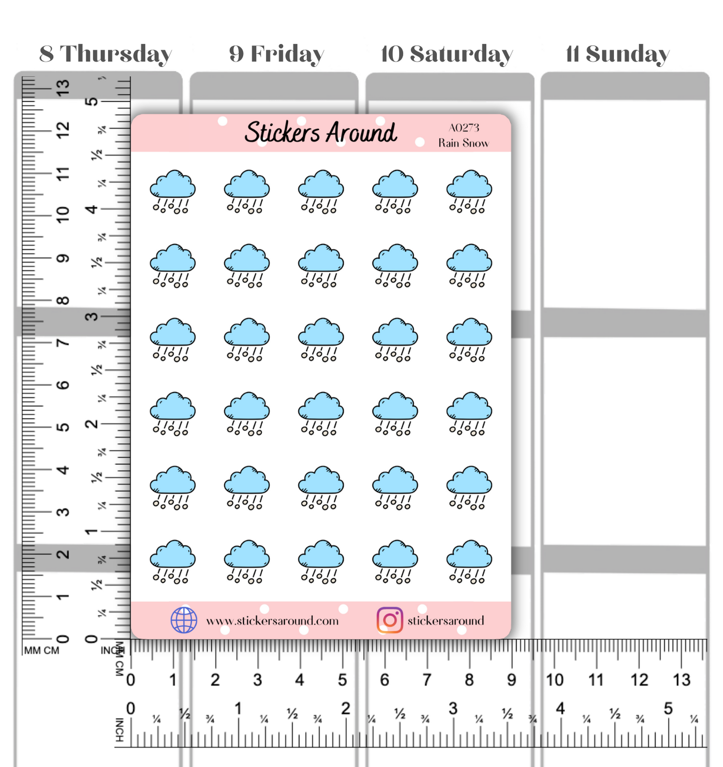Rain Snow Icon Planner Stickers