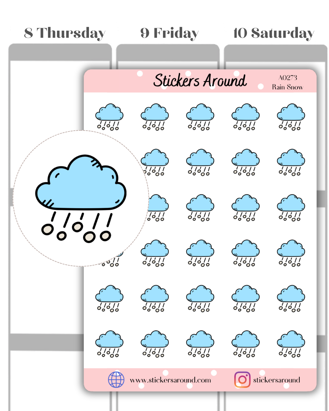 Rain Snow Icon Planner Stickers