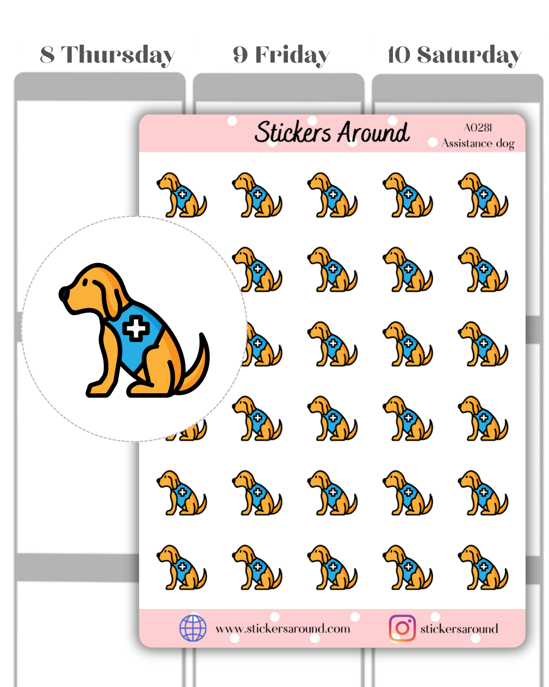 Assistance Dog Icon Planner Stickers