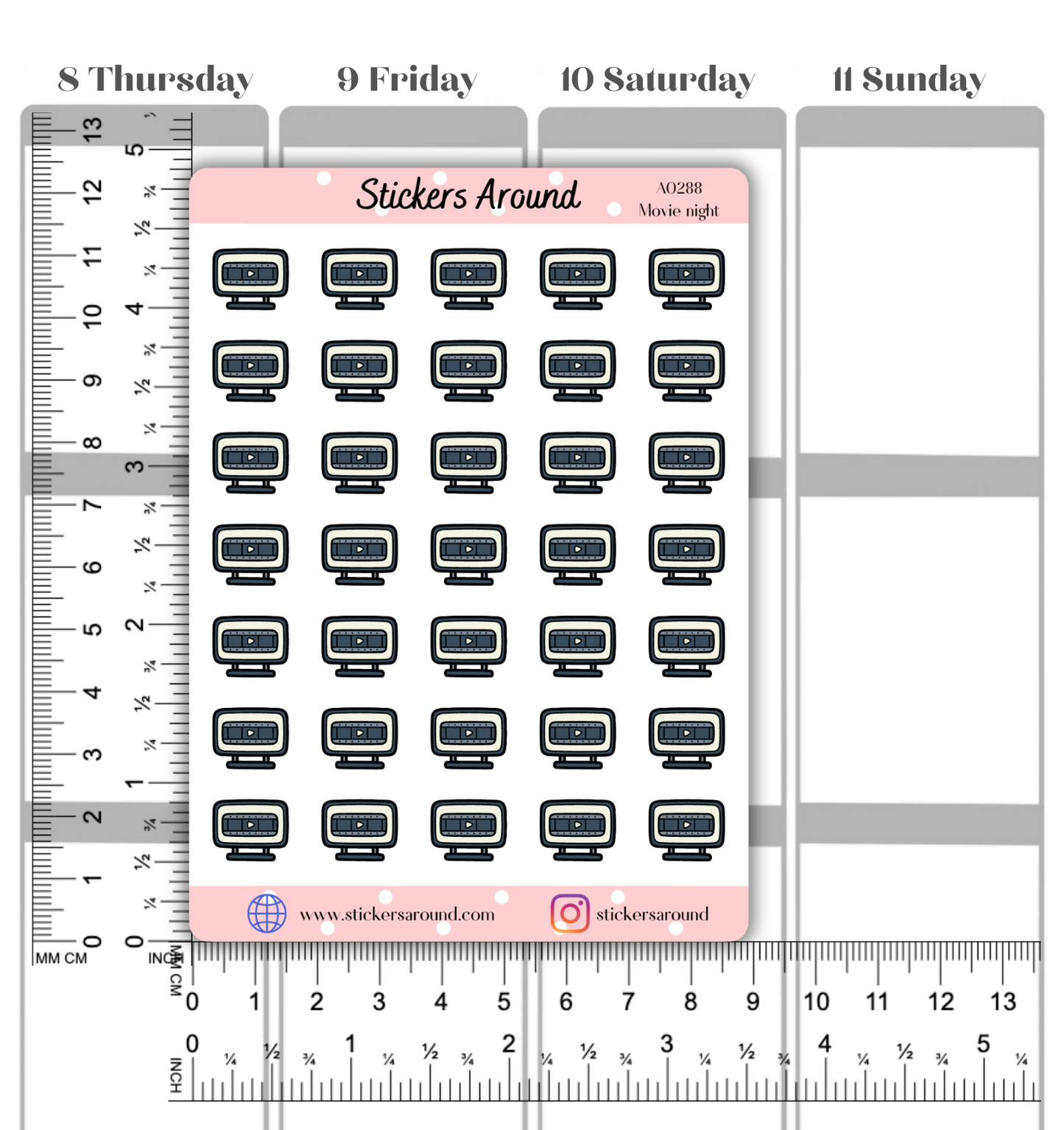 Movie Night Icon Planner Stickers