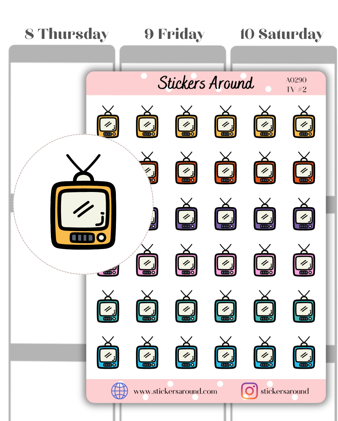 tv icon planner sticker
