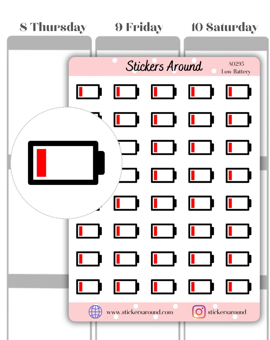 Low Energy Level Icon Planner Sticker