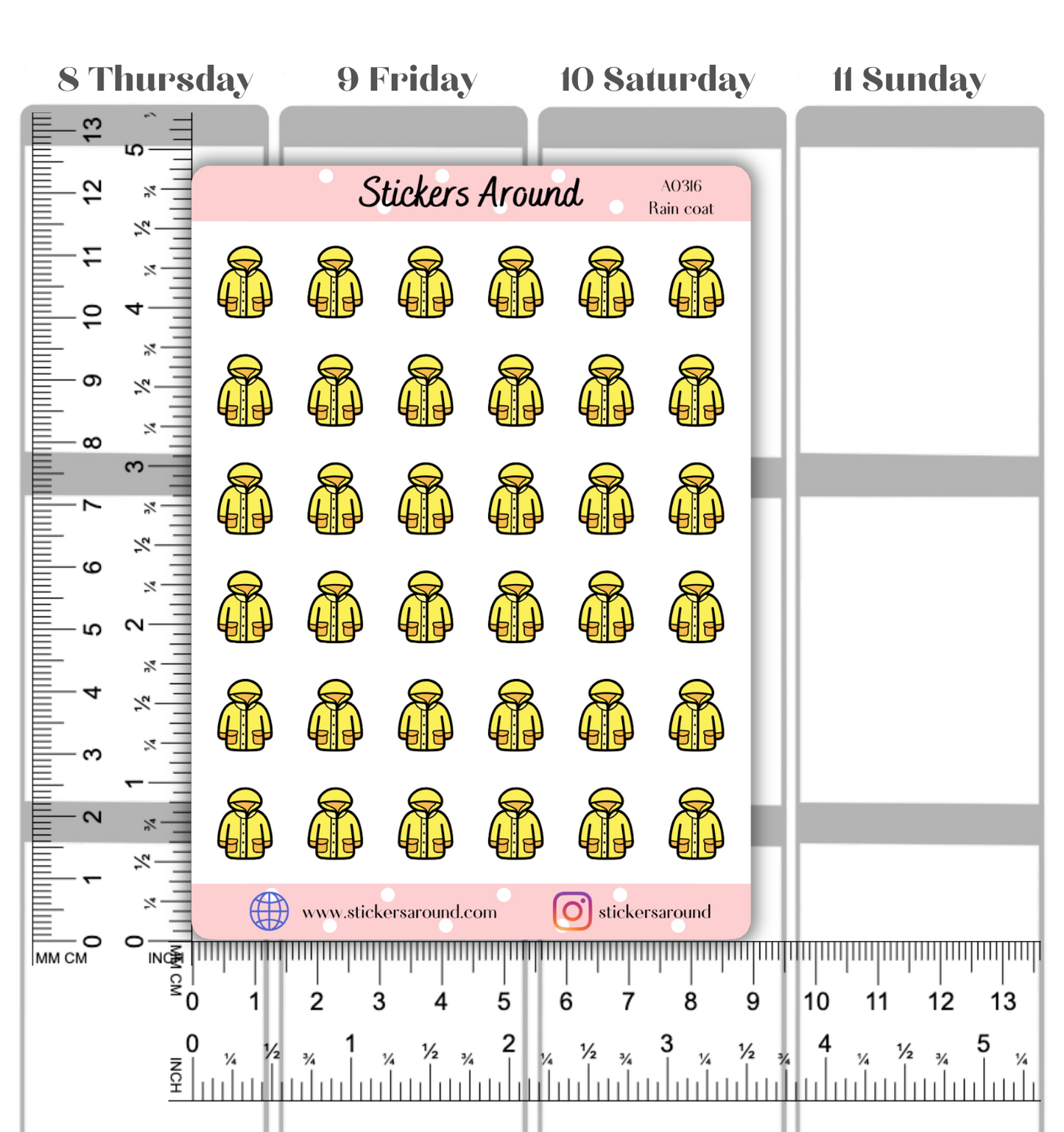 Yellow Raincoat Icon Planner Stickers