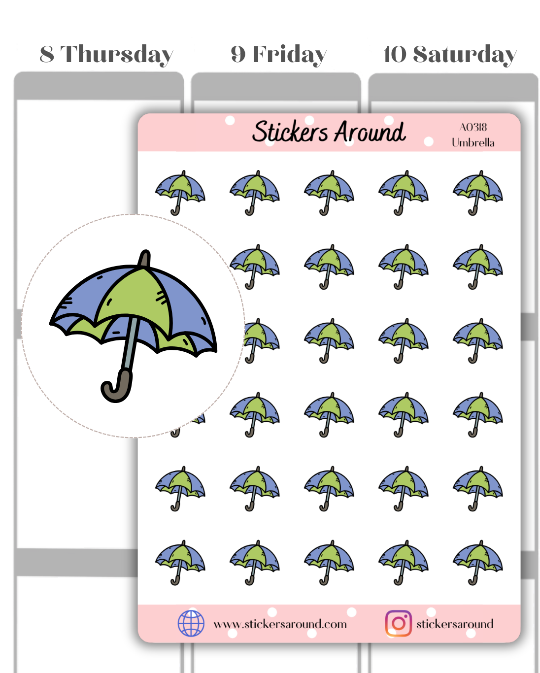 Umbrela Icon Planner Stickers