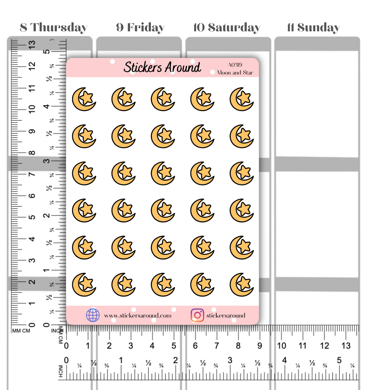 Moon and Star Icon Planner Stickers