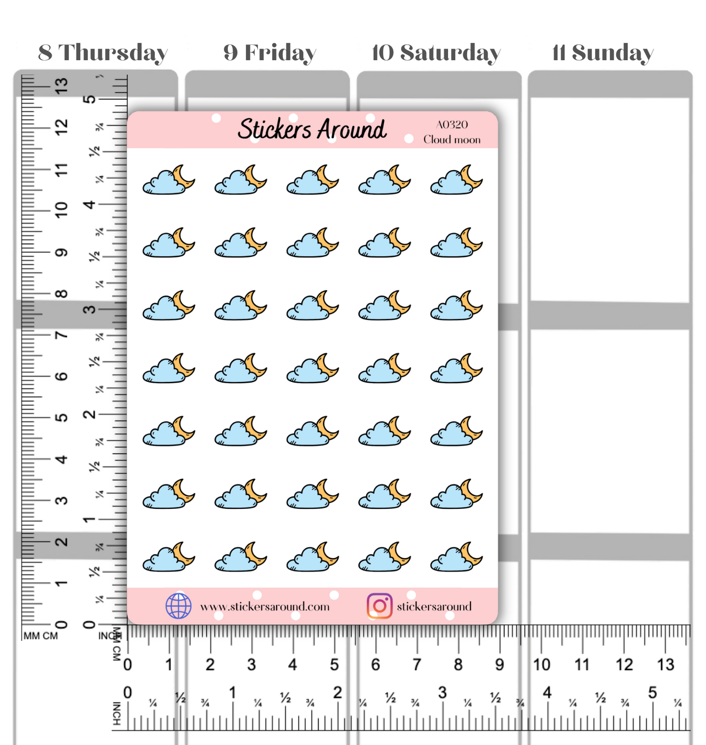 Cloudy Night Icon Planner Stickers