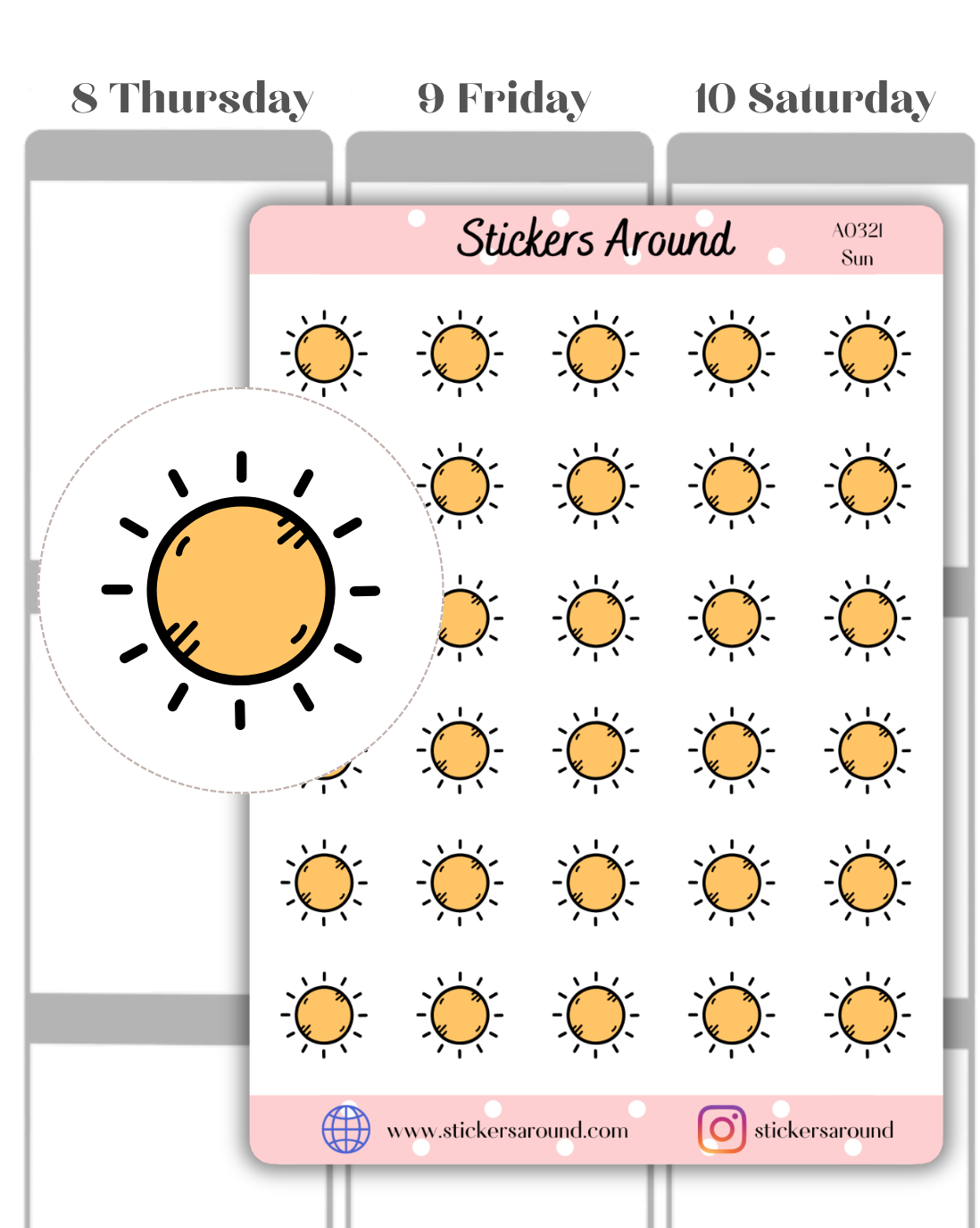 Sun Icon Planner Stickers