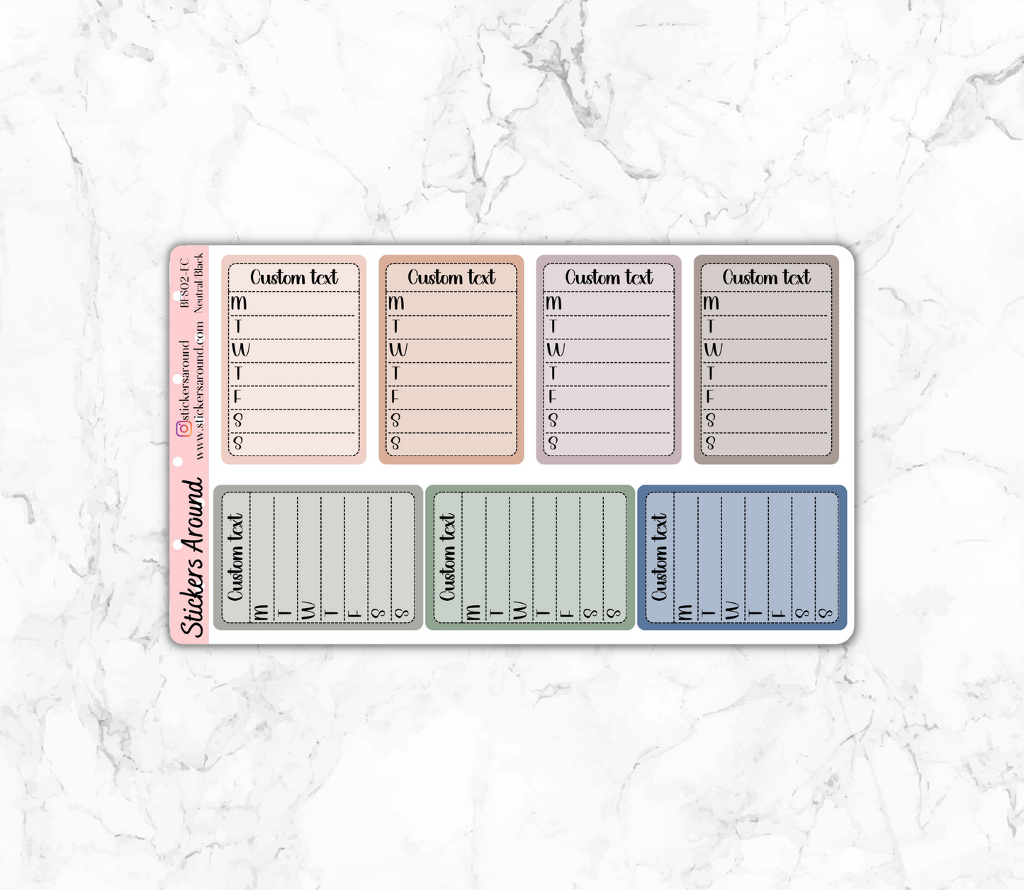 Custom Text Weekly Sidebar Tracker Stickers for STANDARD VERTICAL
