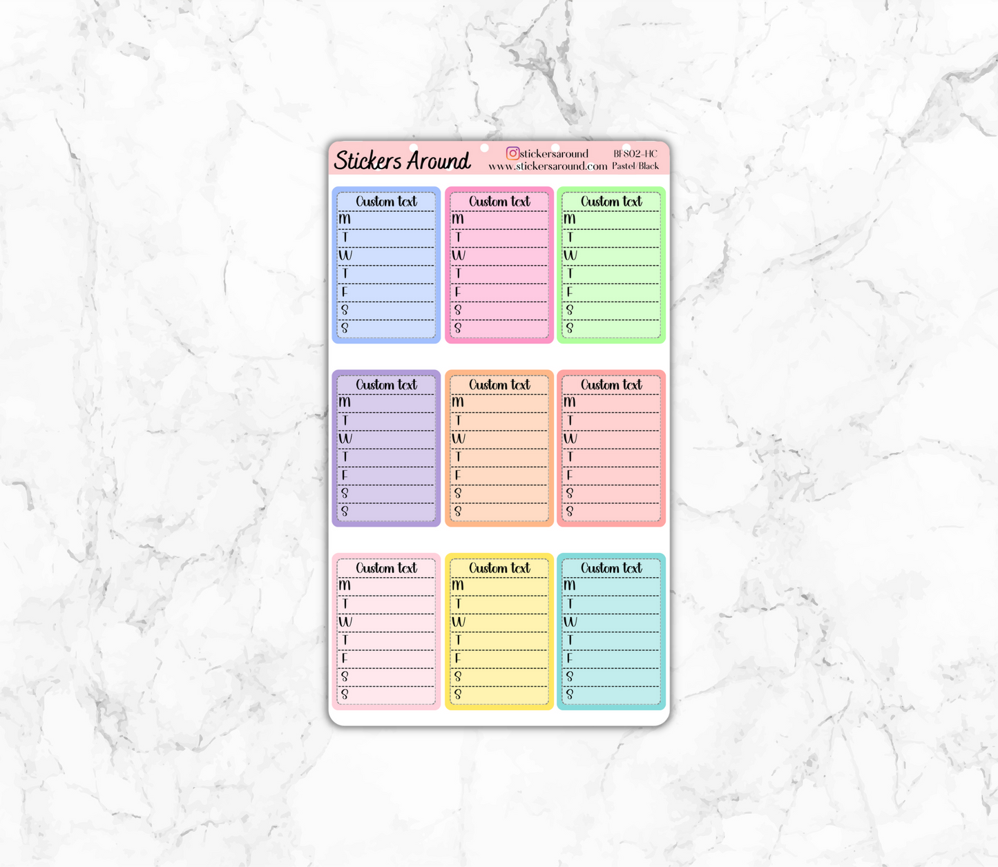 Custom Text Weekly Sidebar Tracker Stickers for HOBONICHI COUSIN
