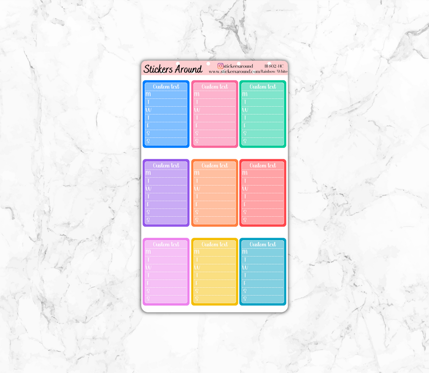 Custom Text Weekly Sidebar Tracker Stickers for HOBONICHI COUSIN