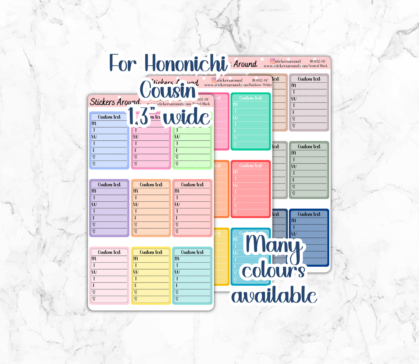 Custom Text Weekly Sidebar Tracker Stickers for HOBONICHI COUSIN