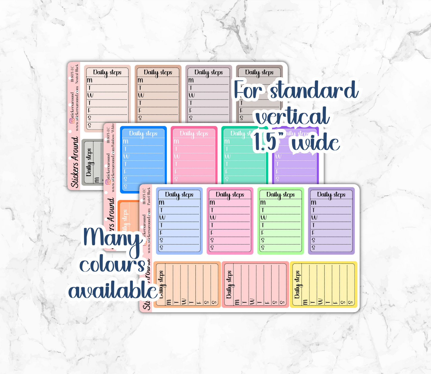 Daily Steps Sidebar Tracker Stickers for STANDARD VERTICAL