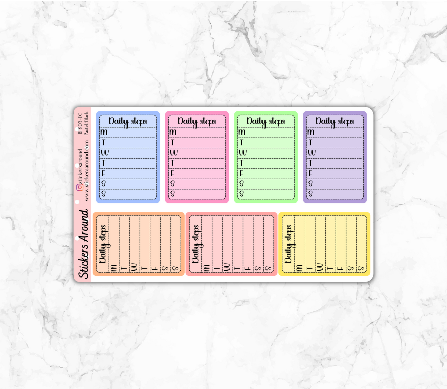 Daily Steps Sidebar Tracker Stickers for STANDARD VERTICAL