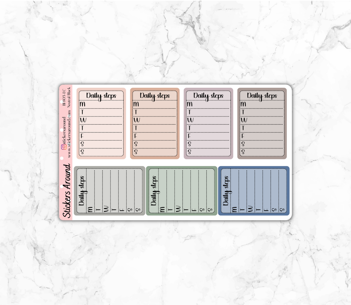 Daily Steps Sidebar Tracker Stickers for STANDARD VERTICAL