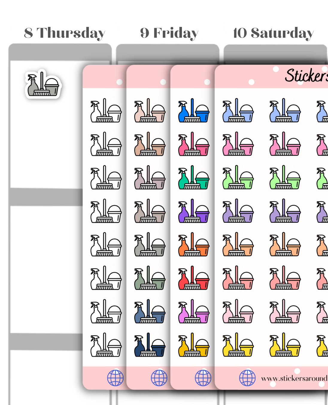 Cleaning Icon Planner Stickers