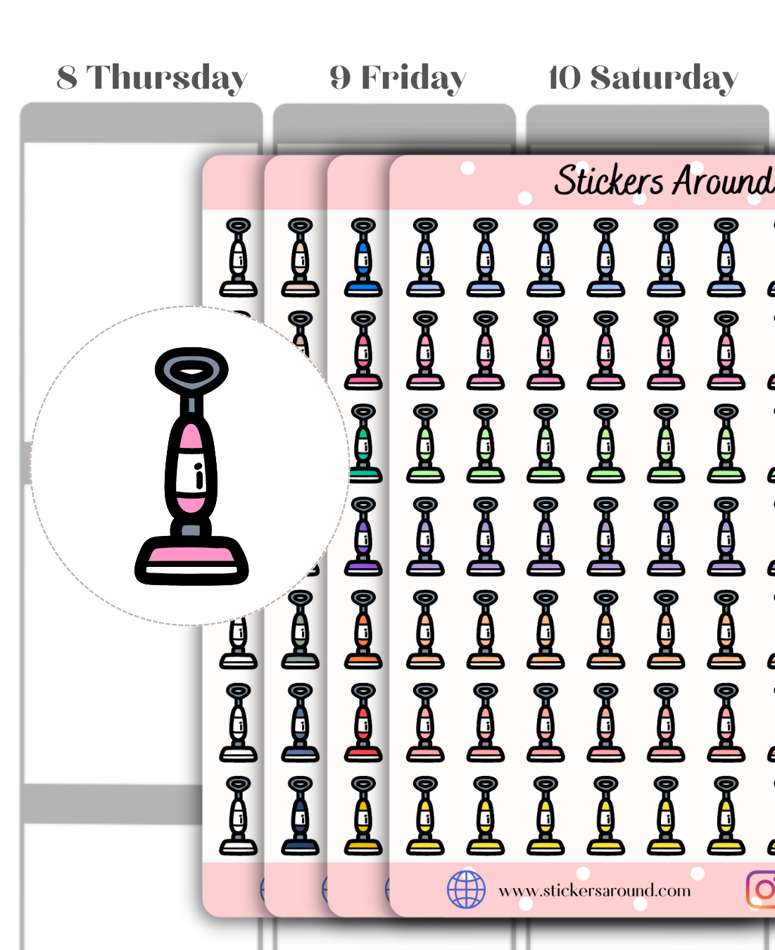 Vacuum Cleaner Icon Planner Stickers