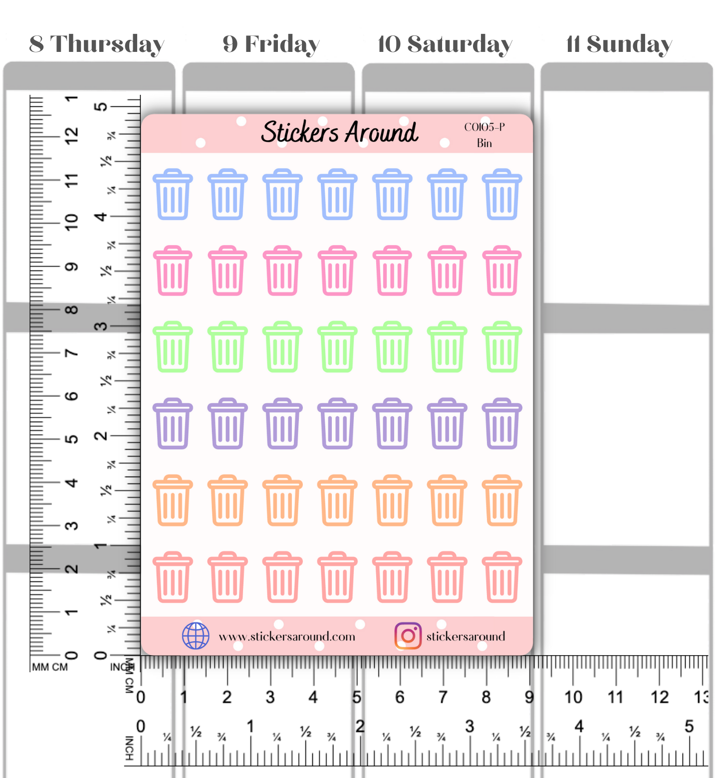 Rubbish bin / Trash Can Icon Planner stickers