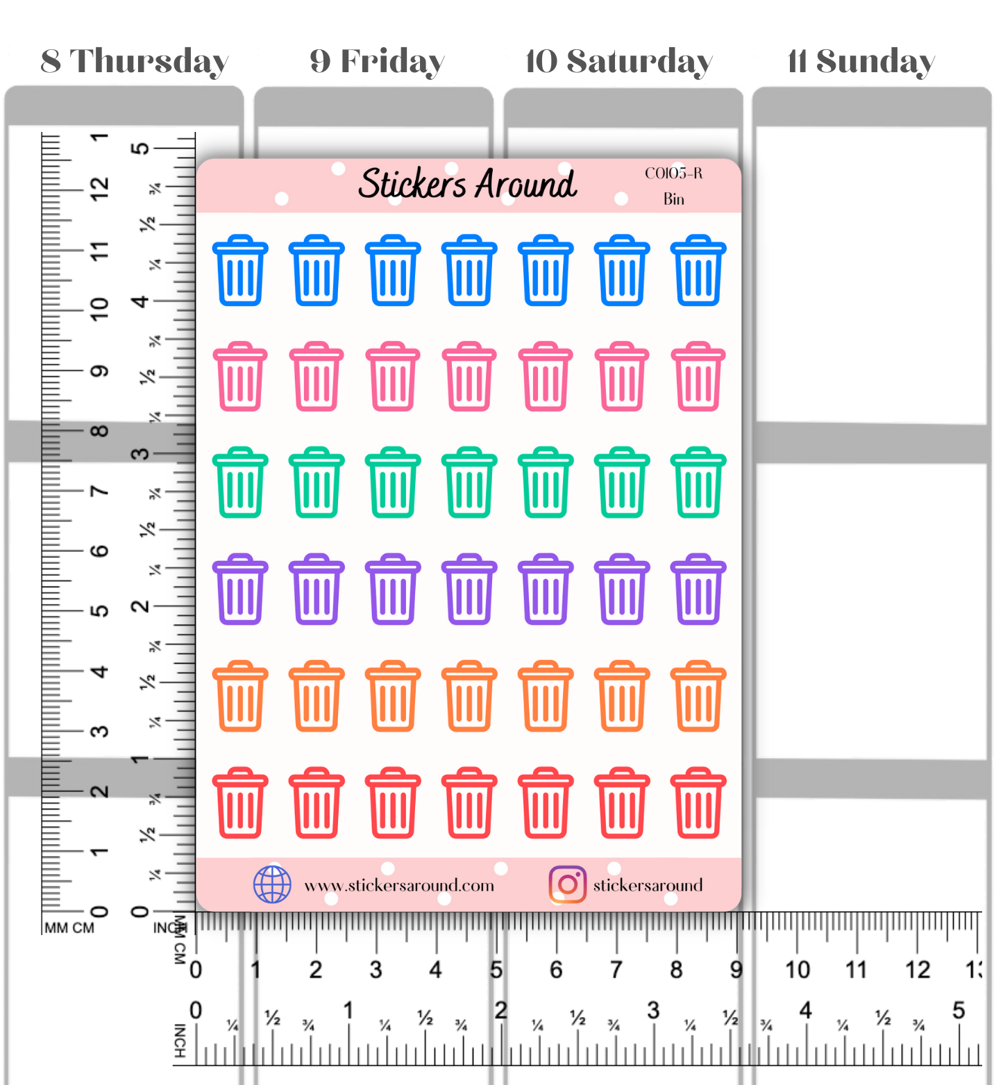 Rubbish bin / Trash Can Icon Planner stickers