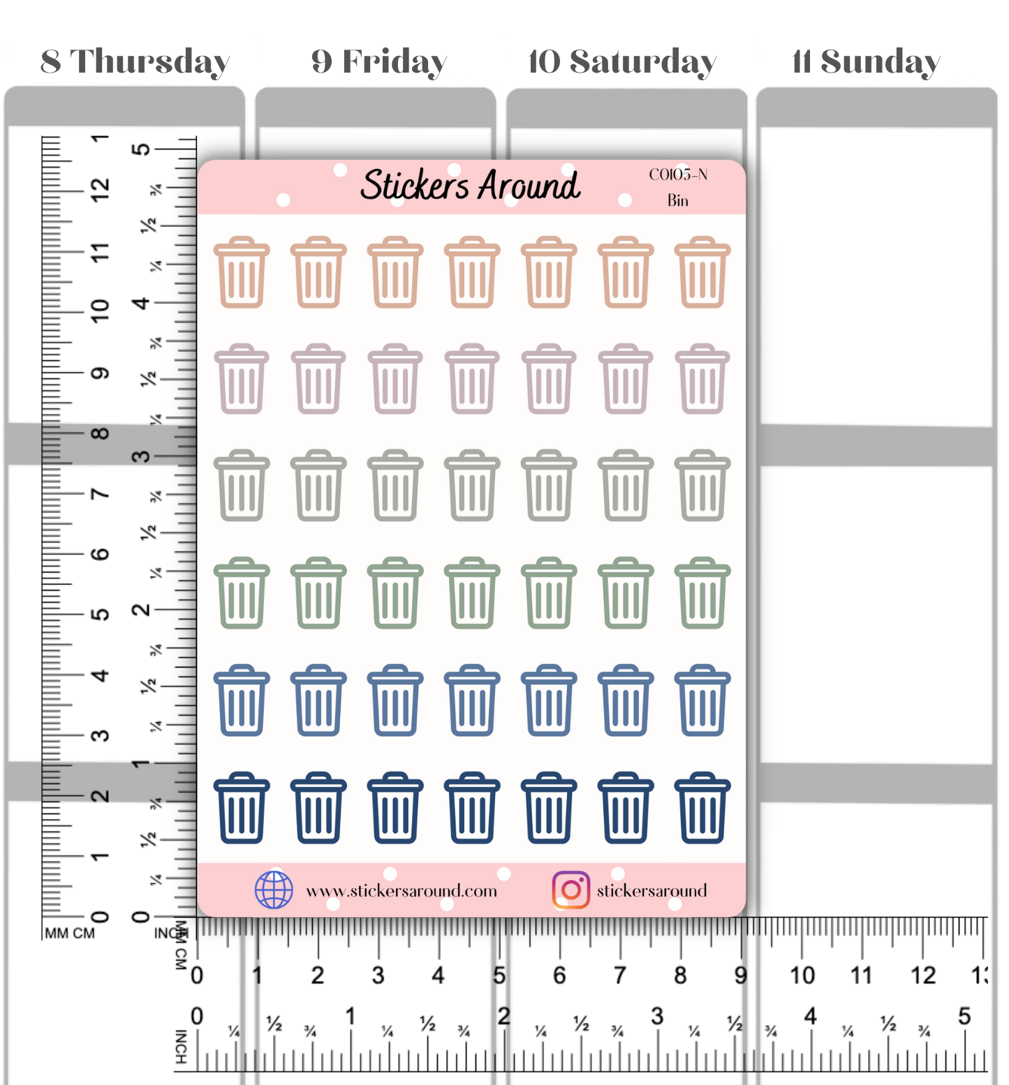 Rubbish bin / Trash Can Icon Planner stickers