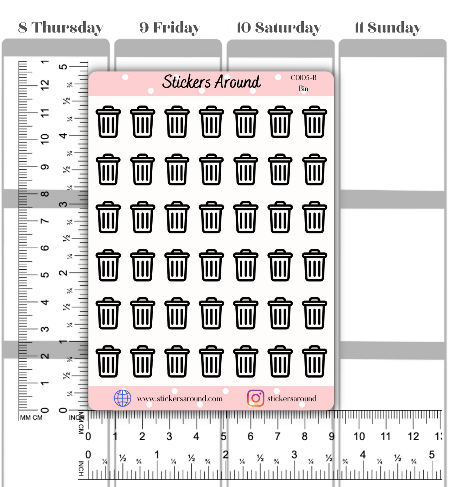 Rubbish bin / Trash Can Icon Planner stickers