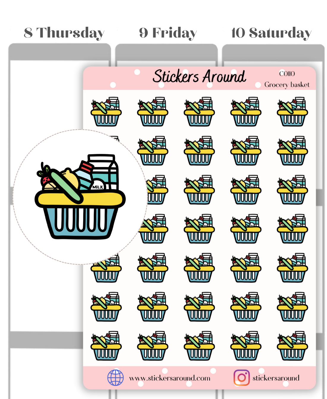Grocery Basket Icon Planner Sticker