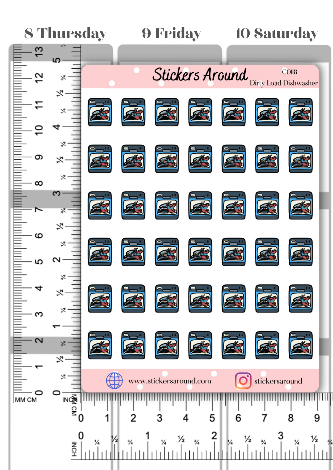 Dirty Load Dishwasher Icon Planner Sticker