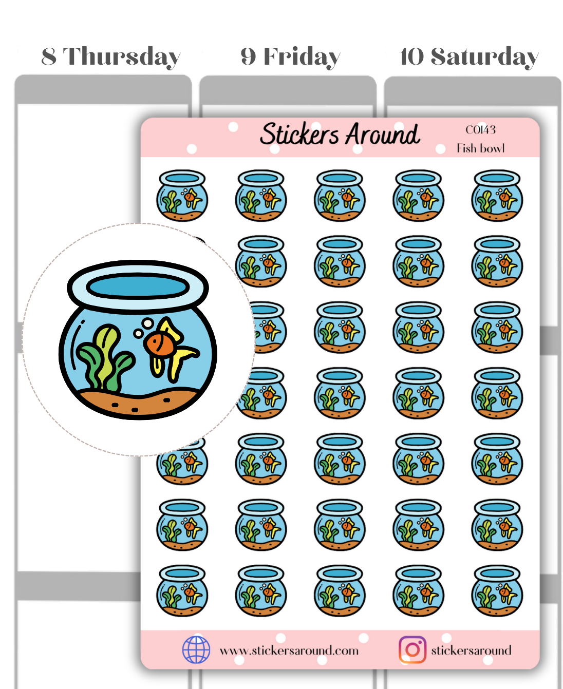 Fish Bowl Icon Planner Sticker