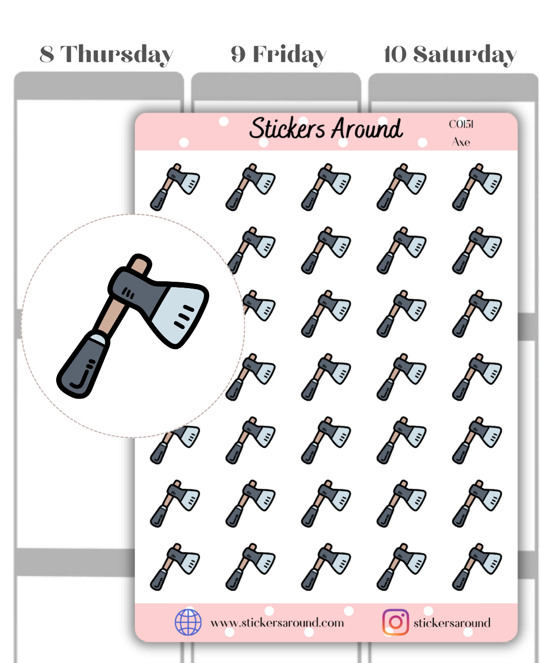 Axe Icon Planner Sticker