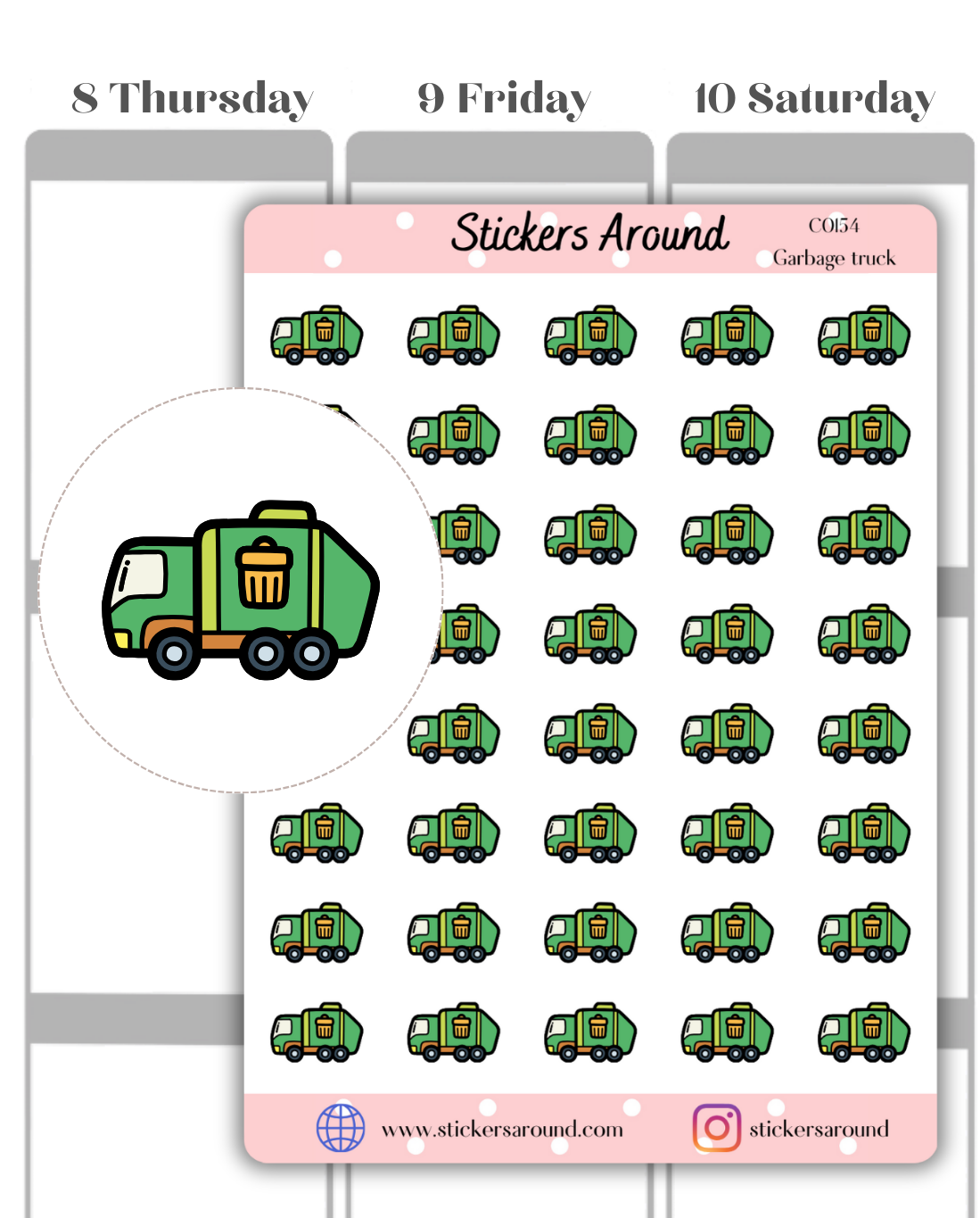 Garbage Truck Icon Planner Sticker