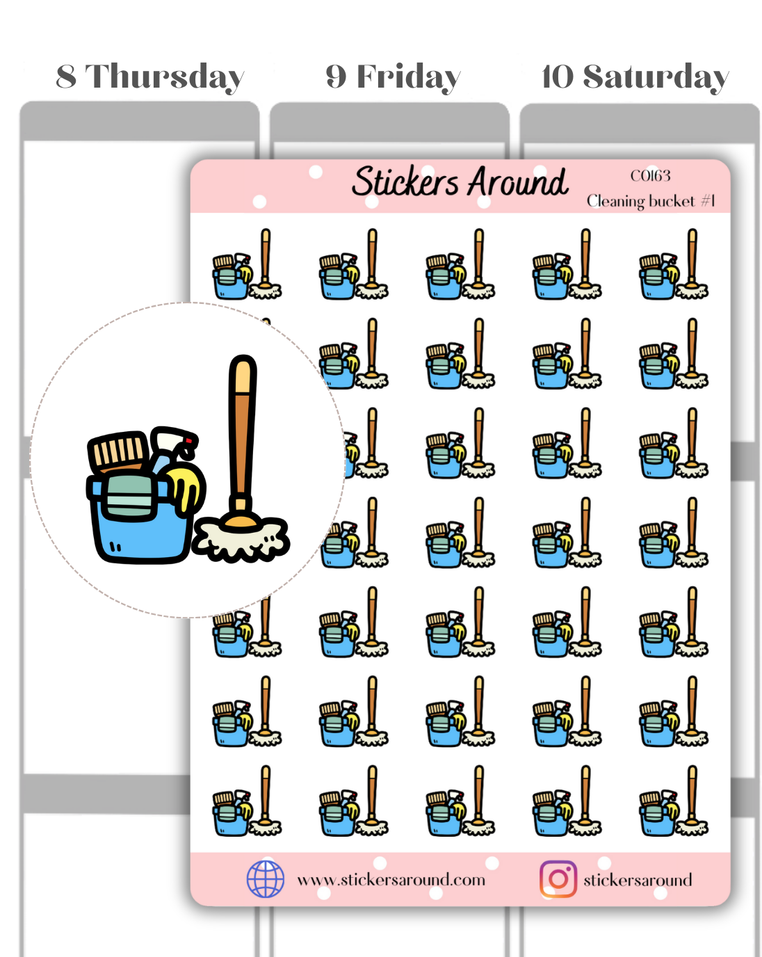 Cleaning Bucket Icon Planner Sticker