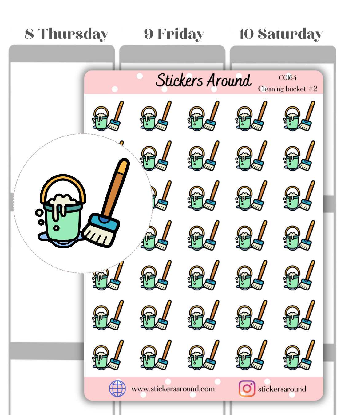 Cleaning Bucket Icon Planner Sticker
