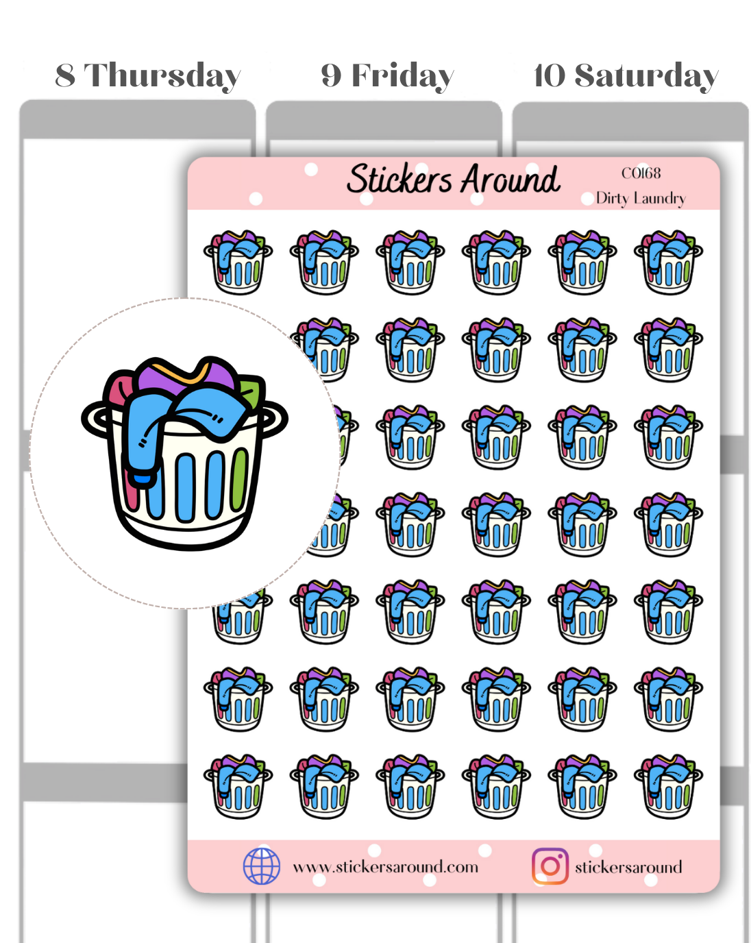Dirty Laundry Basket Icon Planner Sticker