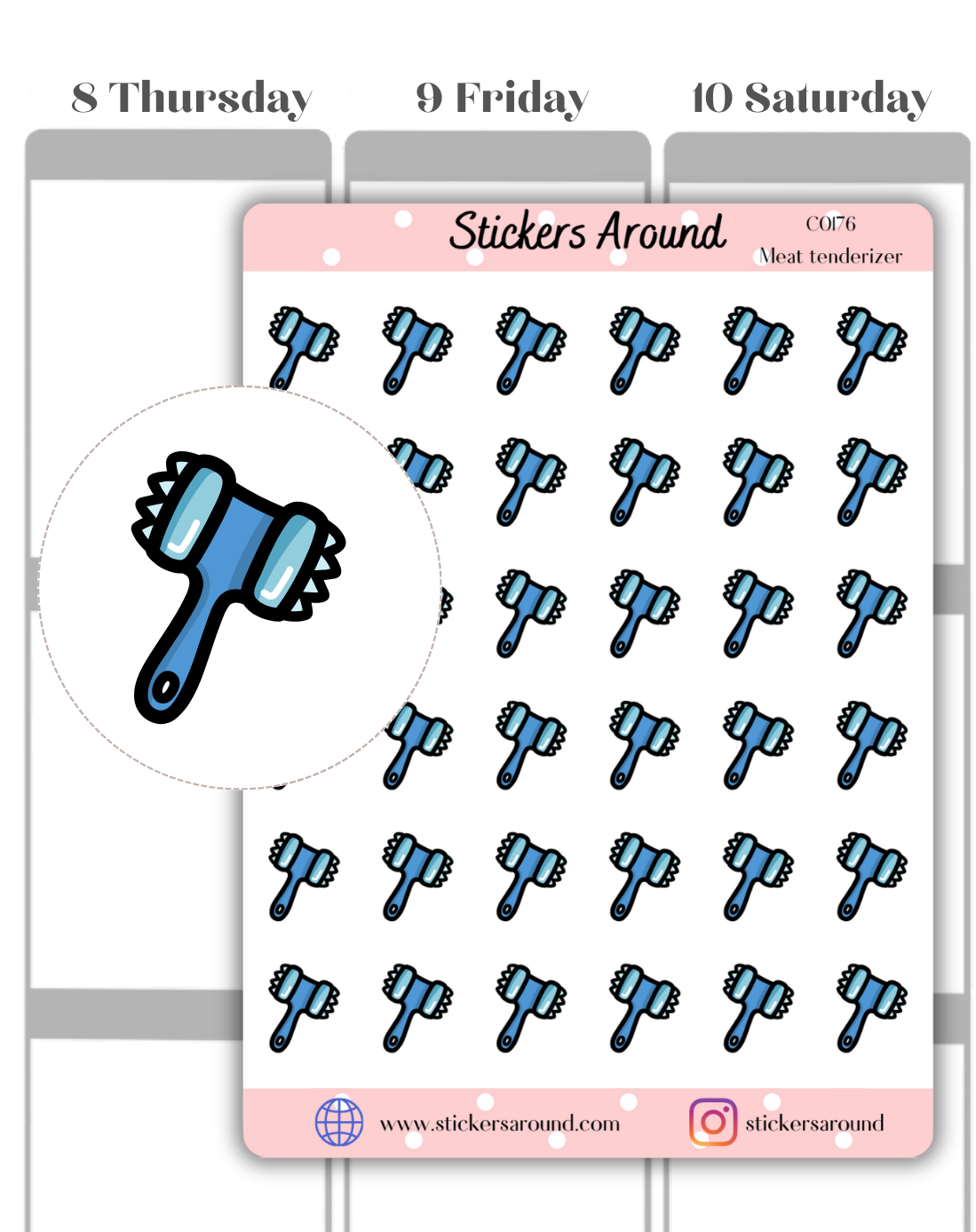 Meat Tenderizer Icon Planner Sticker