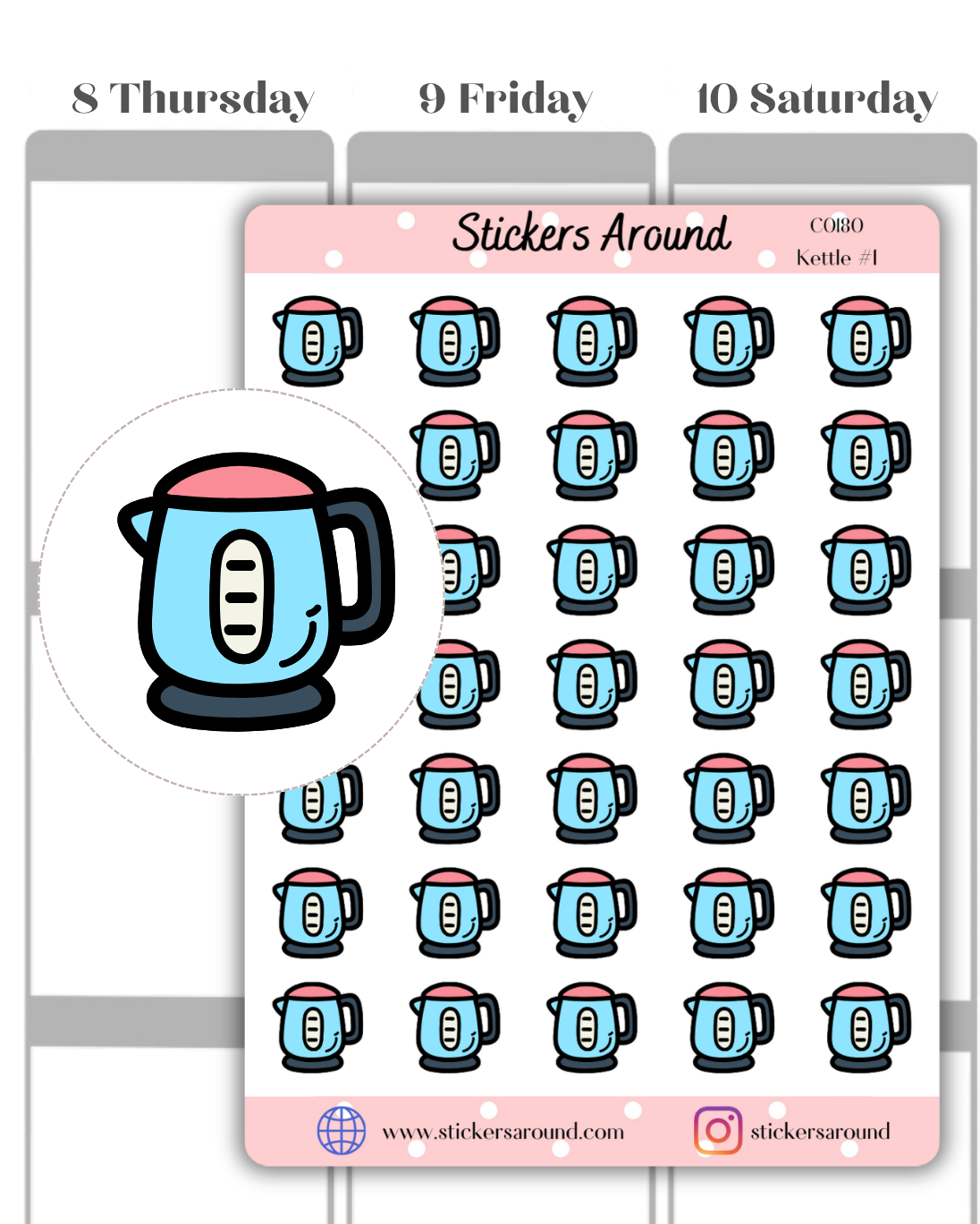 Kettle Icon Planner Sticker