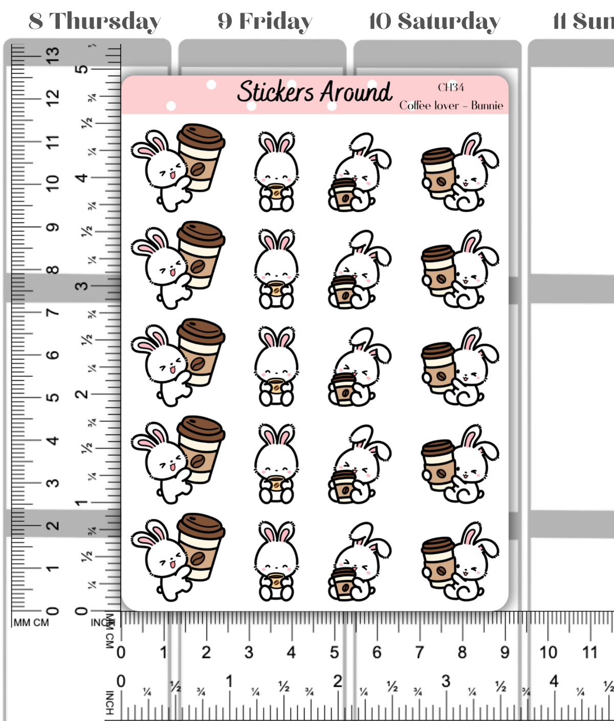 Coffee Planner Stickers with Bunnie
