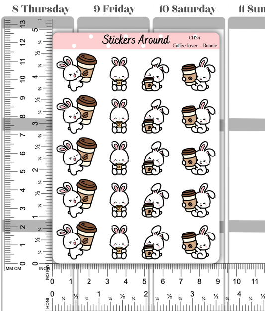 Coffee Planner Stickers with Bunnie