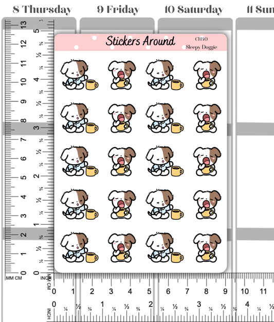 Sleepy Doggie Morning Planner Stickers