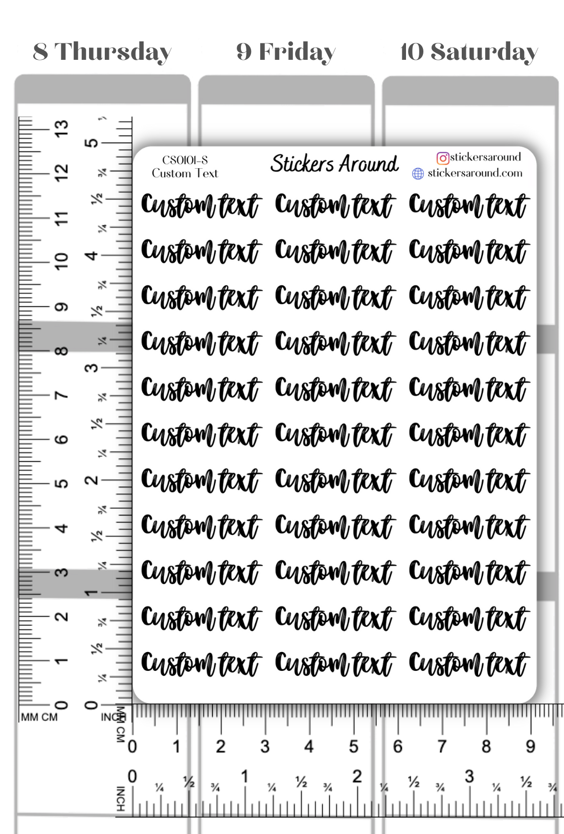 Custom Script Planner Sticker - Font 1