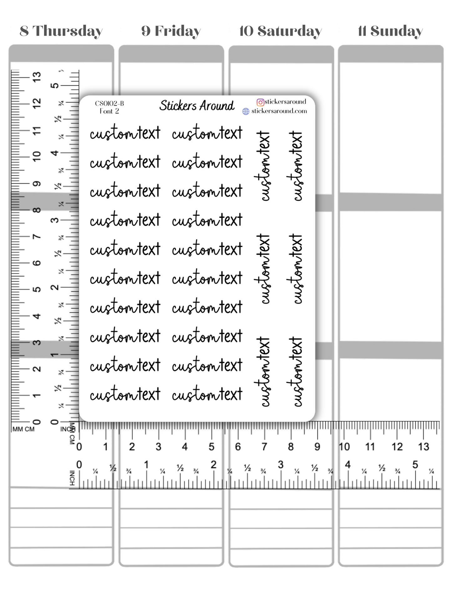 Custom Duo Font Script Planner Sticker - Font 2