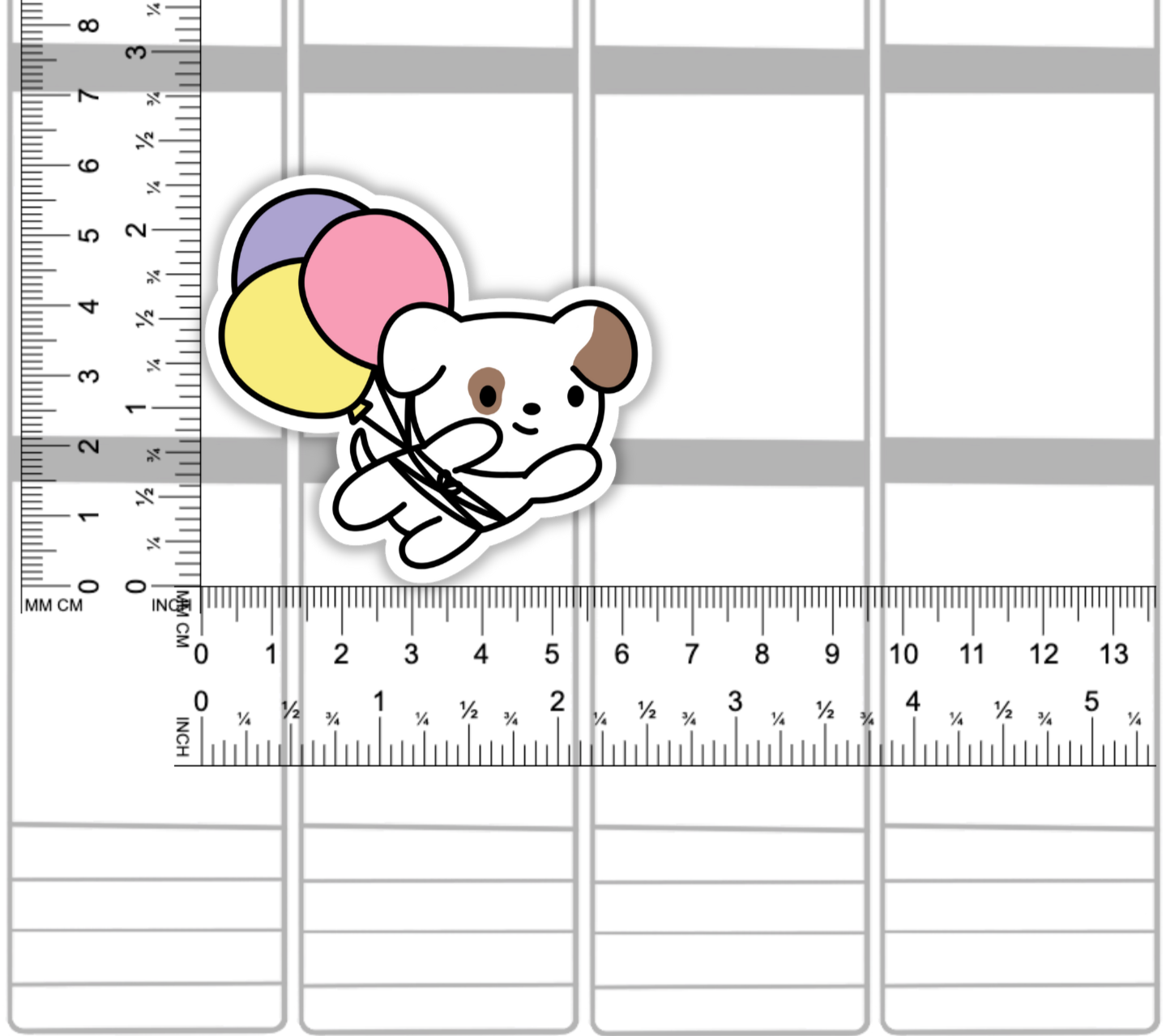 Toby with Balloons Laminated Vinyl Die Cut Stickers