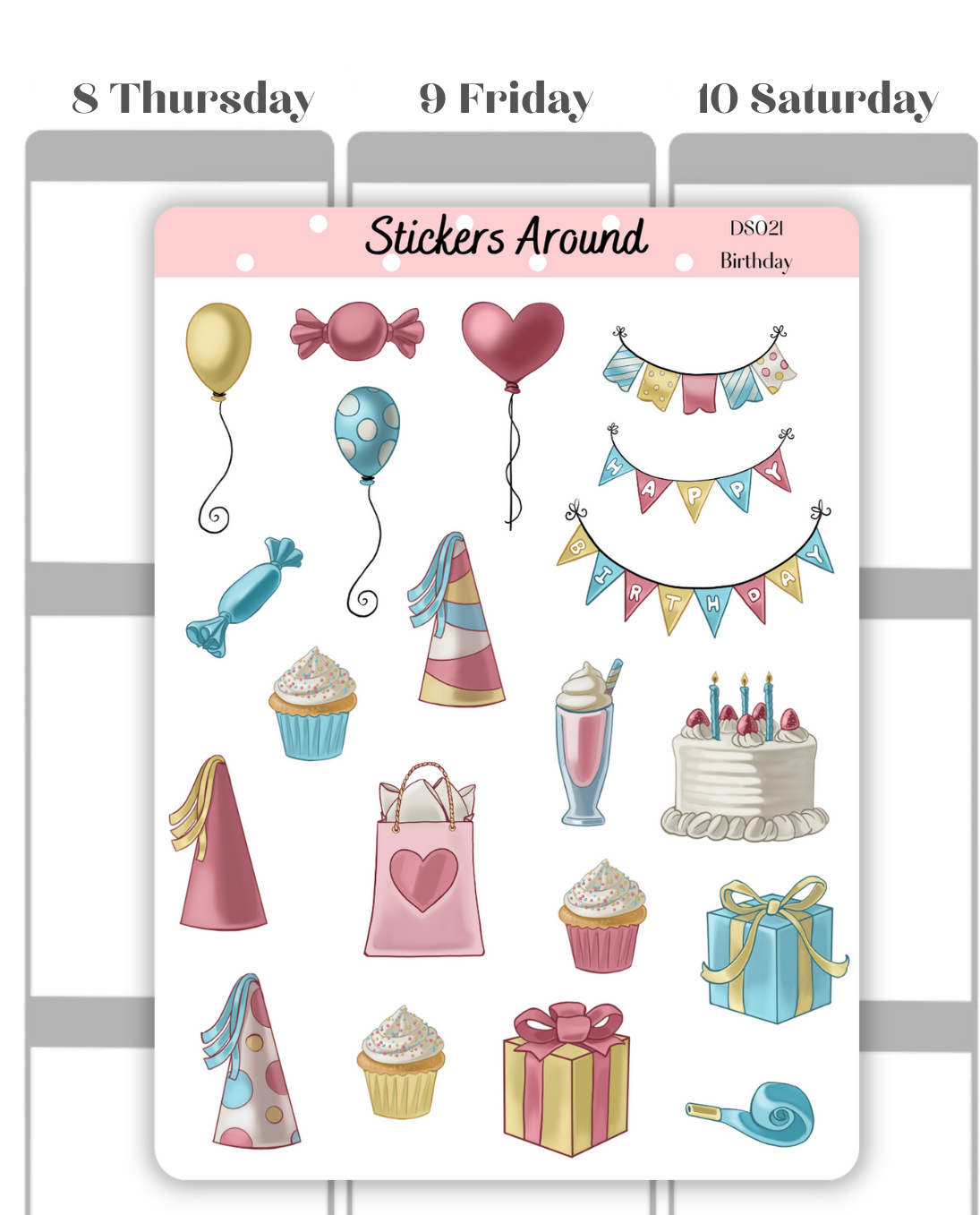 birthday sticker, birthday decorative sticker