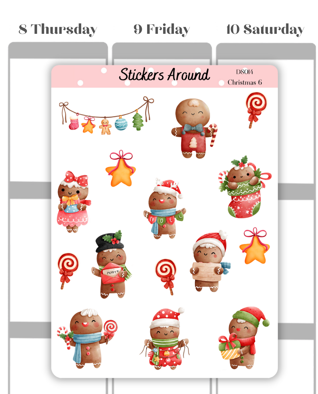 Gingerbread Man Christmas Decorative Sticker Sheet #6