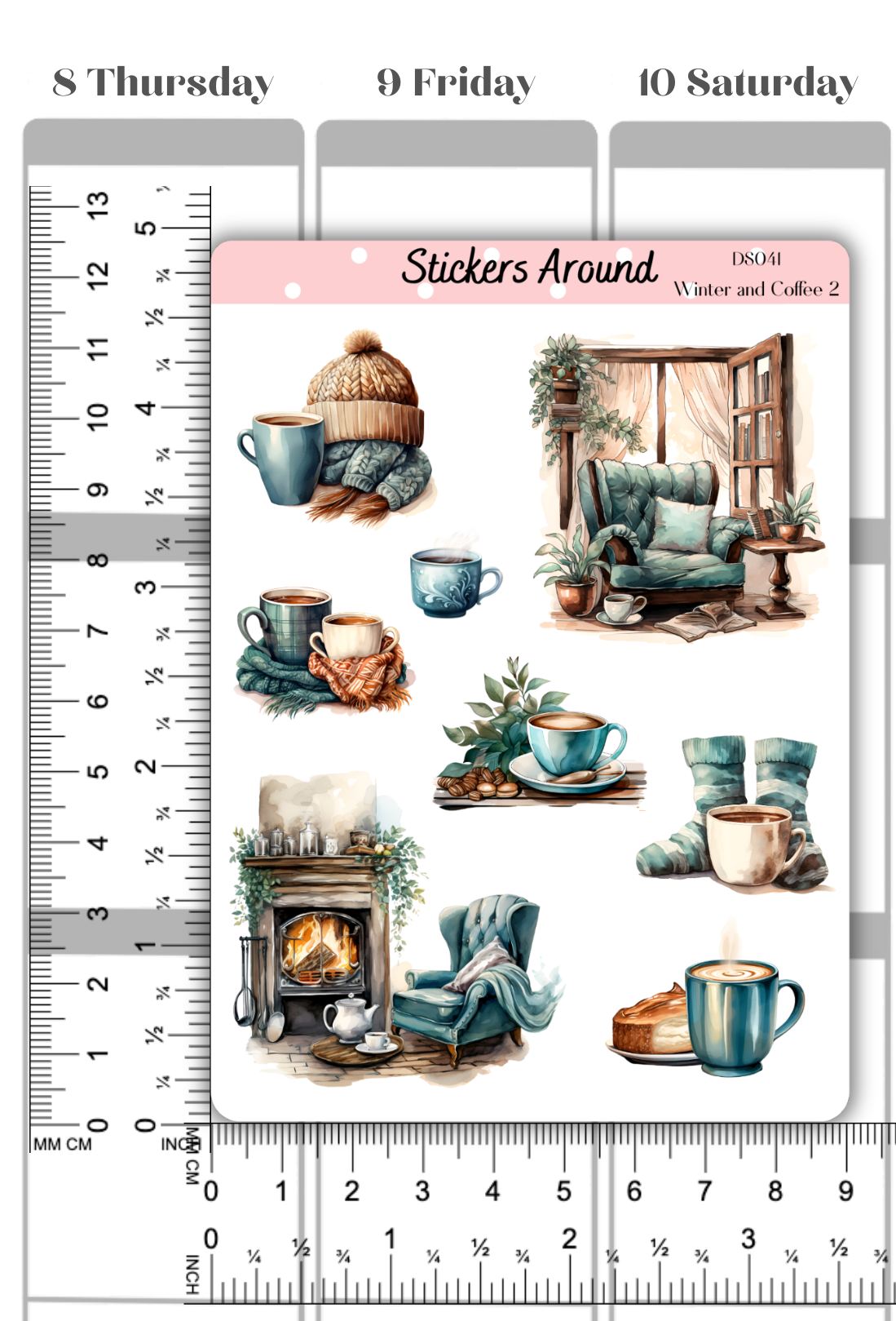 Winter and Coffee Decorative Sticker Sheet #2