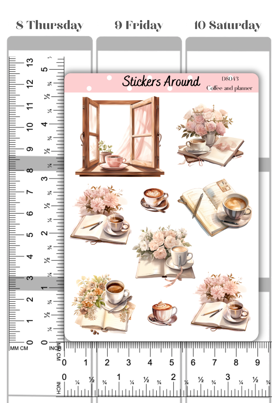 Coffee and Planner Decorative Sticker Sheet