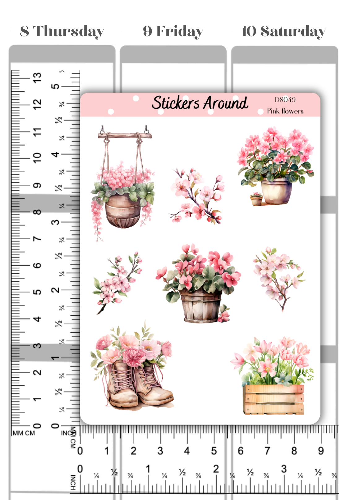 Pink Flowers Decorative Sticker Sheet