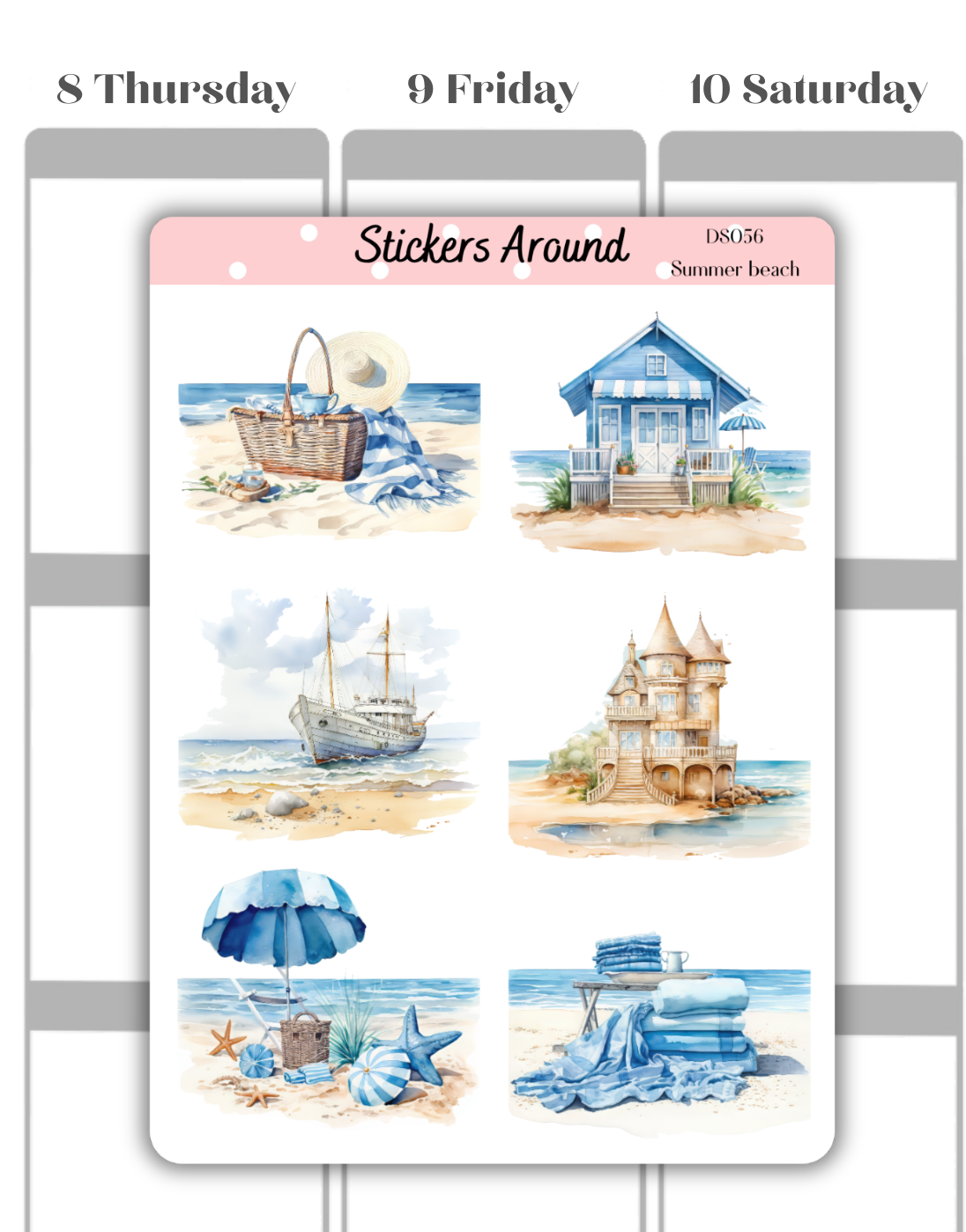 Summer Beach Decorative Sticker Sheet