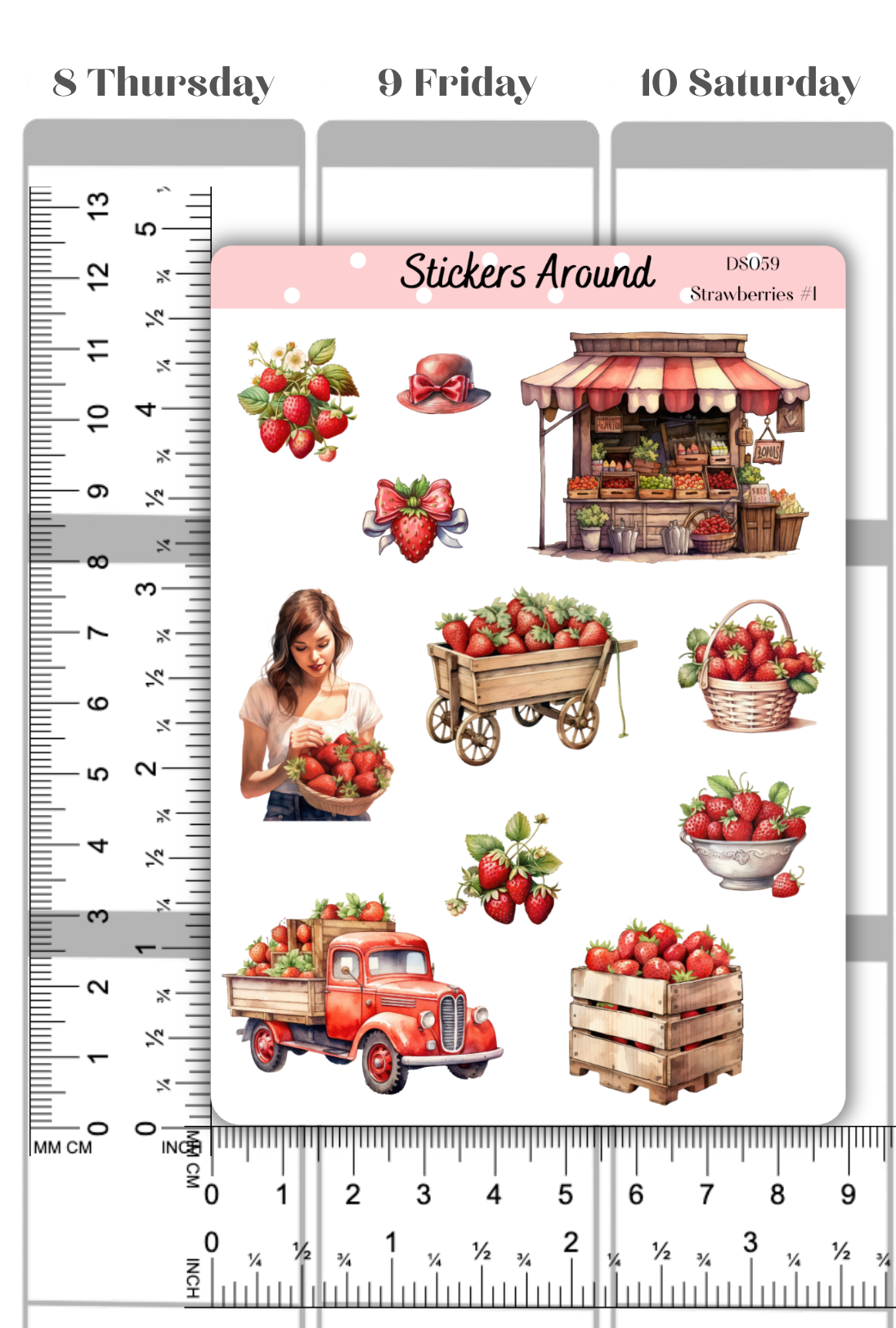 Strawberries Decorative Sticker Sheet #1
